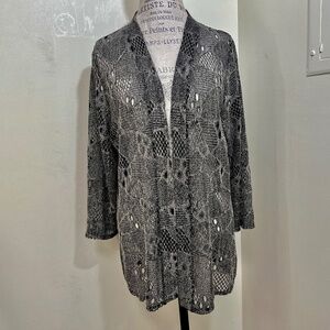 CHICO'S easywear Size 3 (44) Large Color Tan/Black Jacket no closure